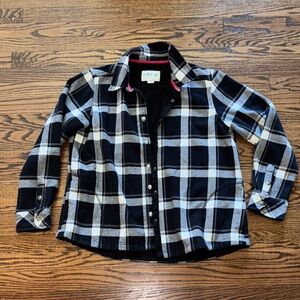 Orvis Flannel Black & White Plaid Shacket, Size XL